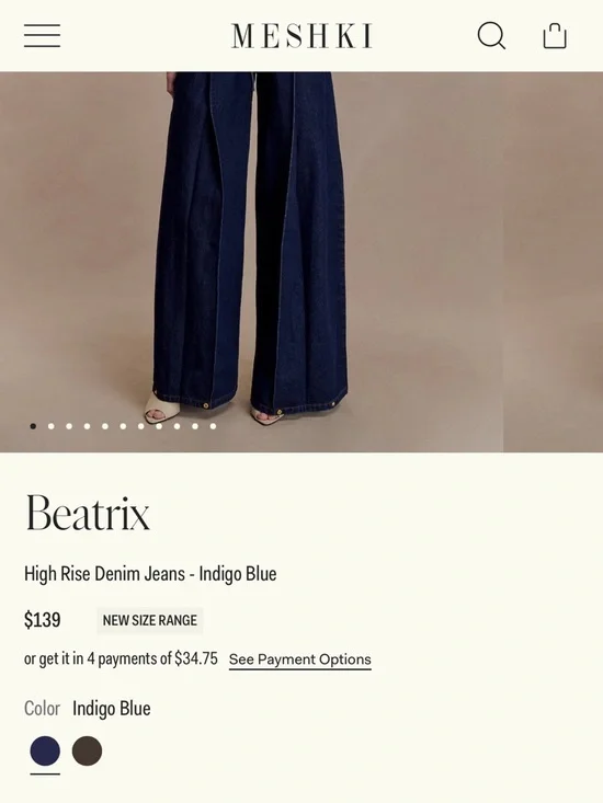 NWT Meshki Beatrix High Rise Wide Leg Denim Jeans - Size 23 - Picture 3 of 8